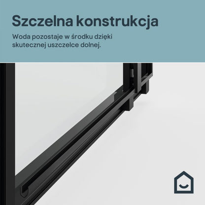 Brusebadssvingdør 80 cm Mat Sort / Transparent