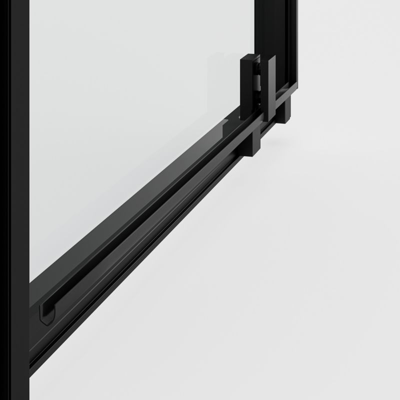 Brusebadssvingdør 80 cm Mat Sort / Transparent