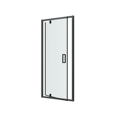 Brusebadssvingdør 80 cm Mat Sort / Transparent