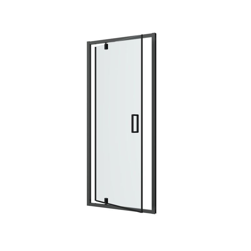 Brusebadssvingdør 80 cm Mat Sort / Transparent