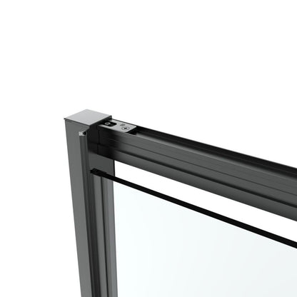 Brusebadssvingdør 80 cm Mat Sort / Transparent