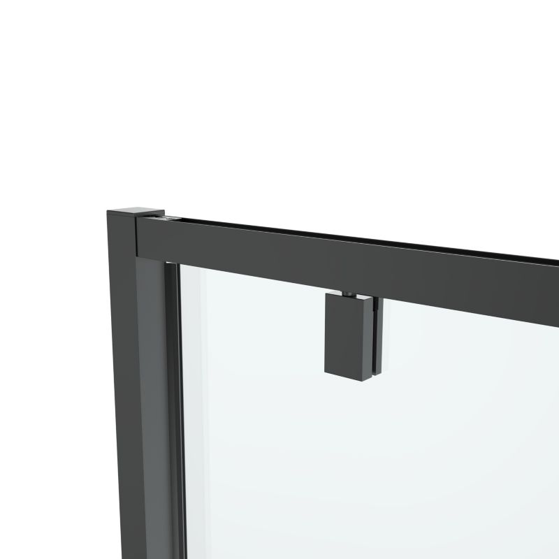 Brusebadssvingdør 80 cm Mat Sort / Transparent
