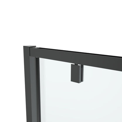 Brusebadssvingdør 80 cm Mat Sort / Transparent
