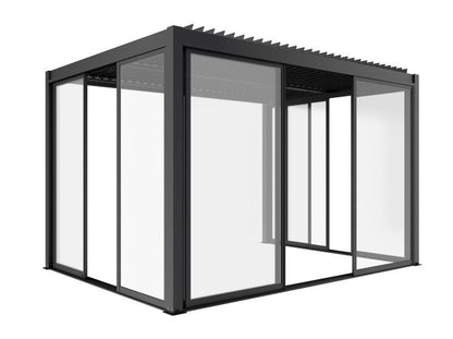 Skydedør til Pergola 270x238 cm Hærdet Glas Aluminiumsramme Antracit