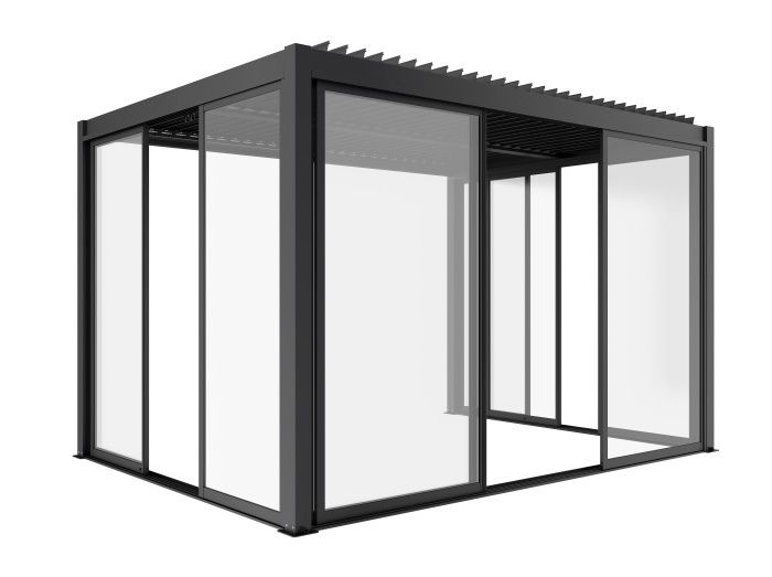 Skydedør til Pergola 270x238 cm Hærdet Glas Aluminiumsramme Antracit