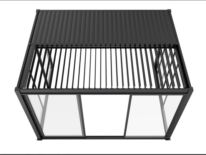Skydedør til Pergola 270x238 cm Hærdet Glas Aluminiumsramme Antracit