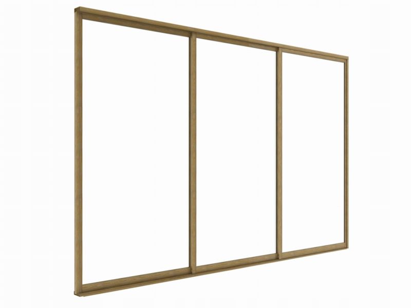 Skydedør Til Pergola 370x238 cm Hærdet Glas Aluminiumsramme Træfarve