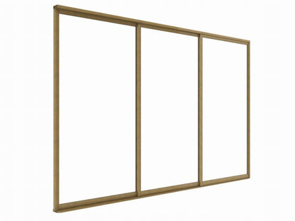 Skydedør Til Pergola 370x238 cm Hærdet Glas Aluminiumsramme Træfarve