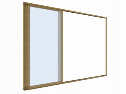 Skydedør Til Pergola 370x238 cm Hærdet Glas Aluminiumsramme Træfarve
