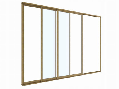 Skydedør Til Pergola 370x238 cm Hærdet Glas Aluminiumsramme Træfarve