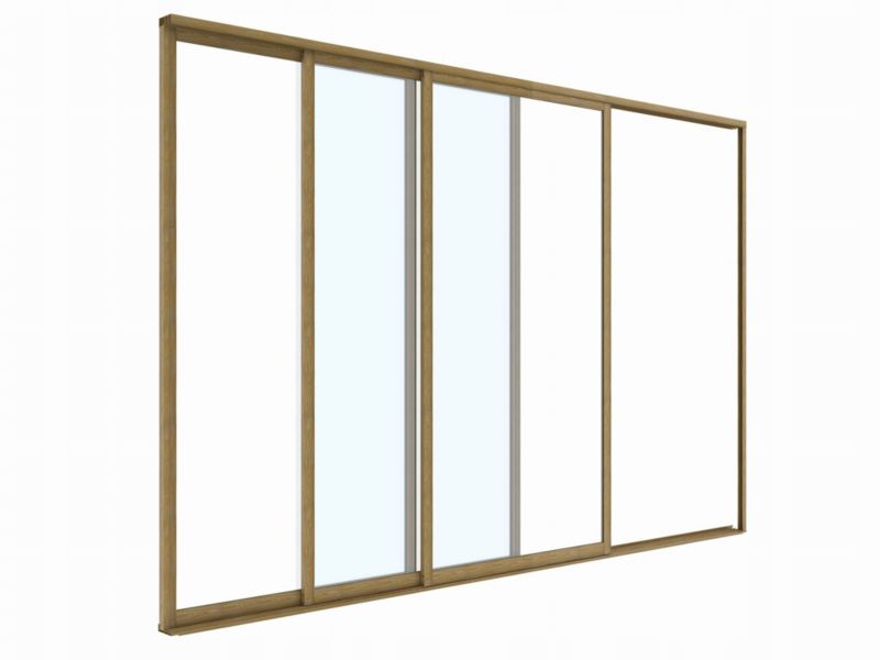 Skydedør Til Pergola 370x238 cm Hærdet Glas Aluminiumsramme Træfarve