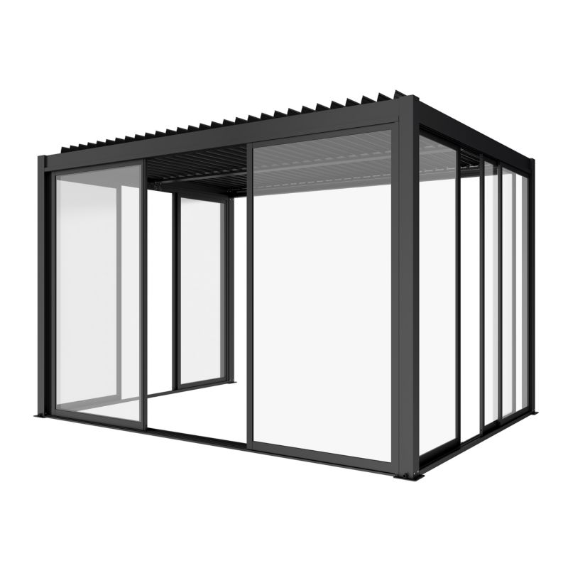 Skydedør 270x218 cm Hærdet Glas Aluminiumsramme Antracit