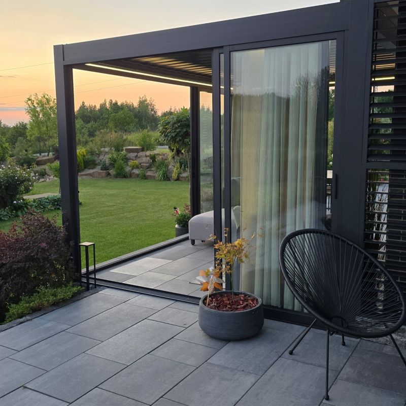 Skydedør 270x218 cm Hærdet Glas Aluminiumsramme Antracit