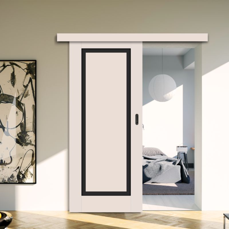 Skydedør Fresno 90 cm Kashmir Sort Glas