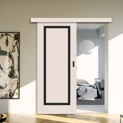 Skydedør Fresno 90 cm Kashmir Sort Glas
