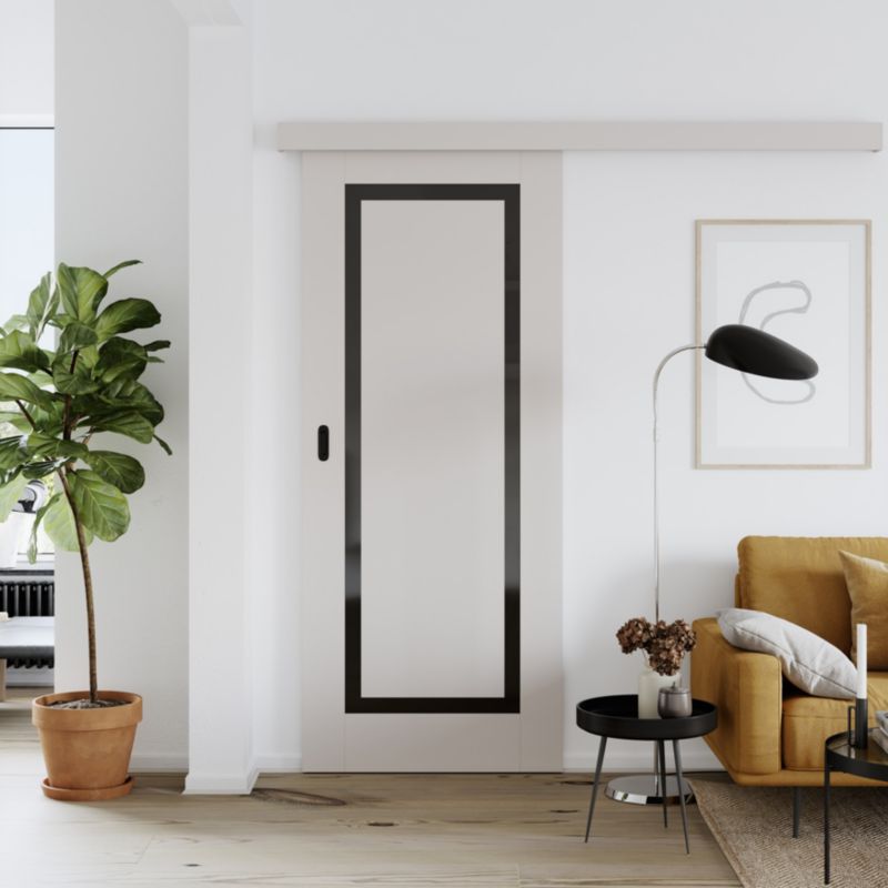 Skydedør Fresno 90 cm Kashmir Sort Glas