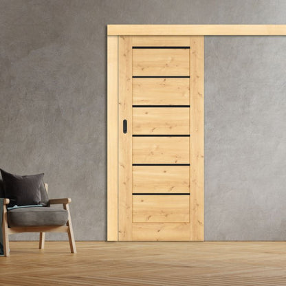 Skydedør Toreno 80 cm Eg Boston Sort Glas