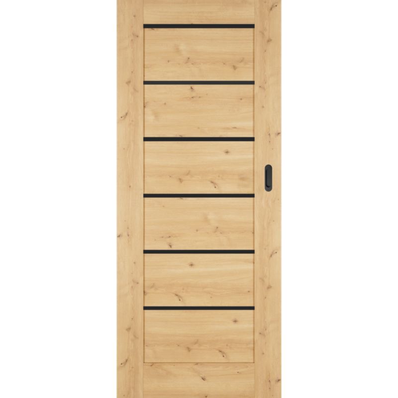 Skydedør Toreno 80 cm Eg Boston Sort Glas