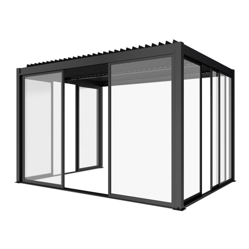 Skydedør i glas 370x238 cm Antracit Luxe