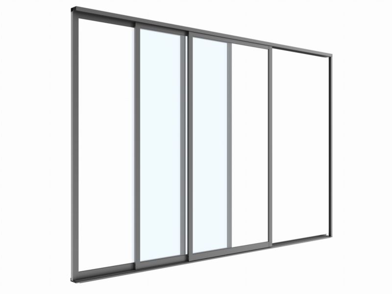 Skydedør i glas 370x238 cm Antracit Luxe