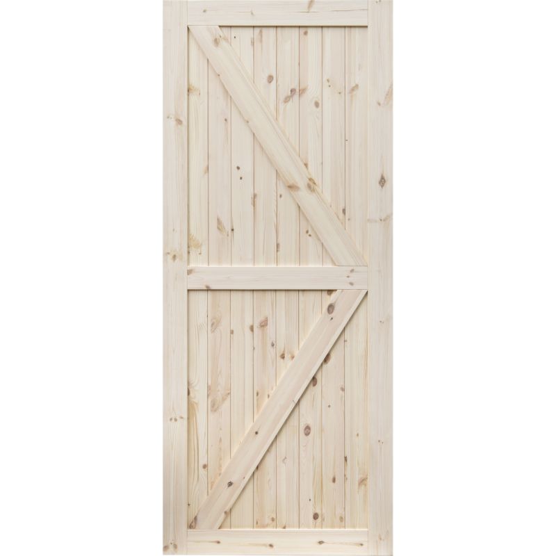Skydedør Barn 90 Fyr Fuldtræ 202x95 cm Natur