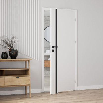 Indvendig dør Exmoor 70 Højre Hvid Sort Glas