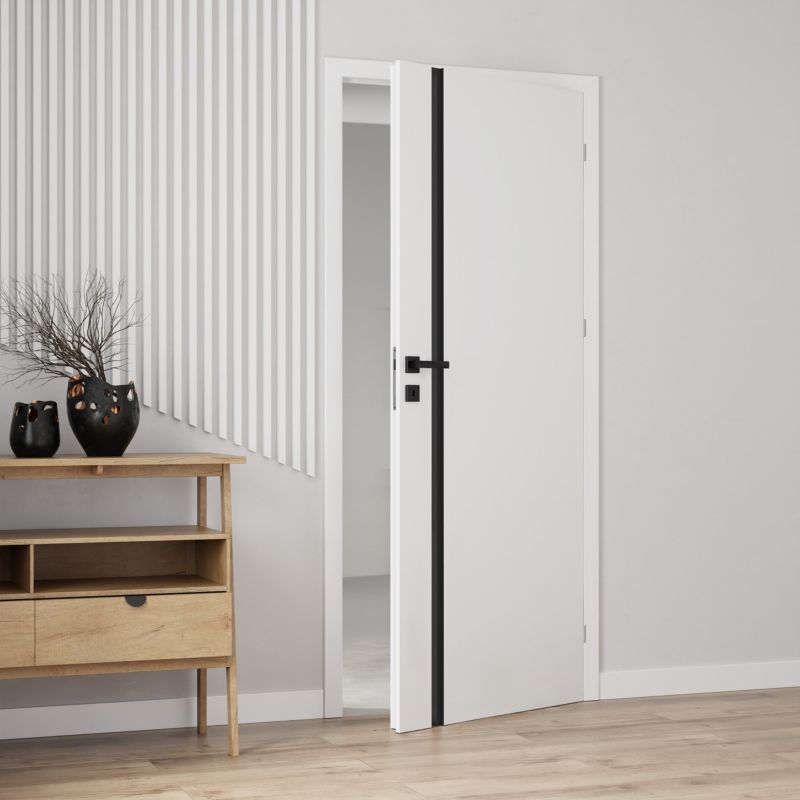 Indvendig dør med ventilationsspalte Exmoor 80 Venstre Hvid Sort Glas