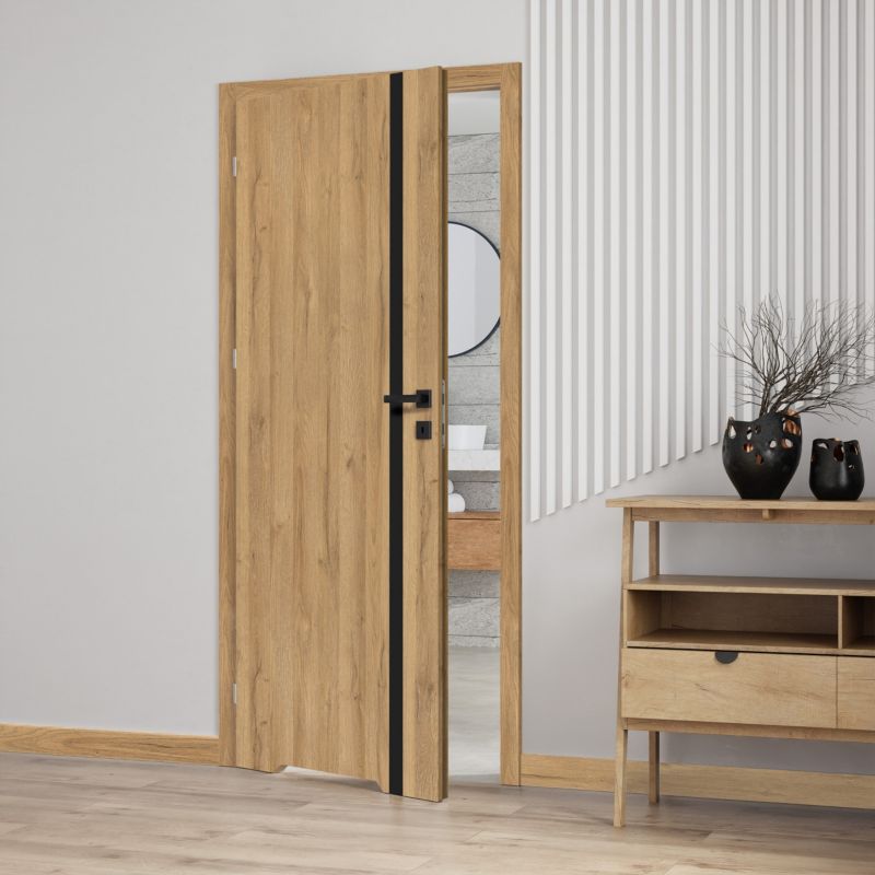Indvendig Dør Exmoor 80 Venstre Egetræ Grandson Sort Linje