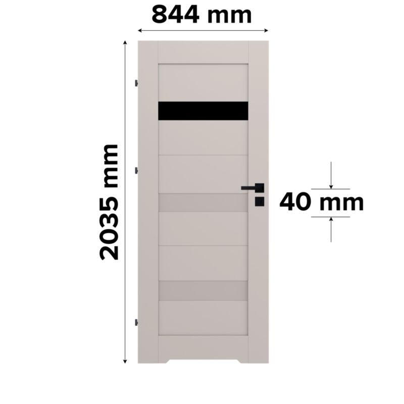 Indvendig dør Fortia Kos 70 cm Venstrehængt Kasjmirmokka Sort Glas