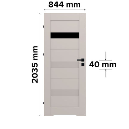 Indvendig dør Fortia Kos 70 cm Venstrehængt Kasjmirmokka Sort Glas