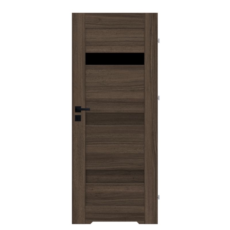 Dør med Underskæring 80x203,5 cm Valnød Højre med Sort Glas | 5063022646101