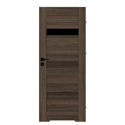 Dør med Underskæring 80x203,5 cm Valnød Højre med Sort Glas | 5063022646101