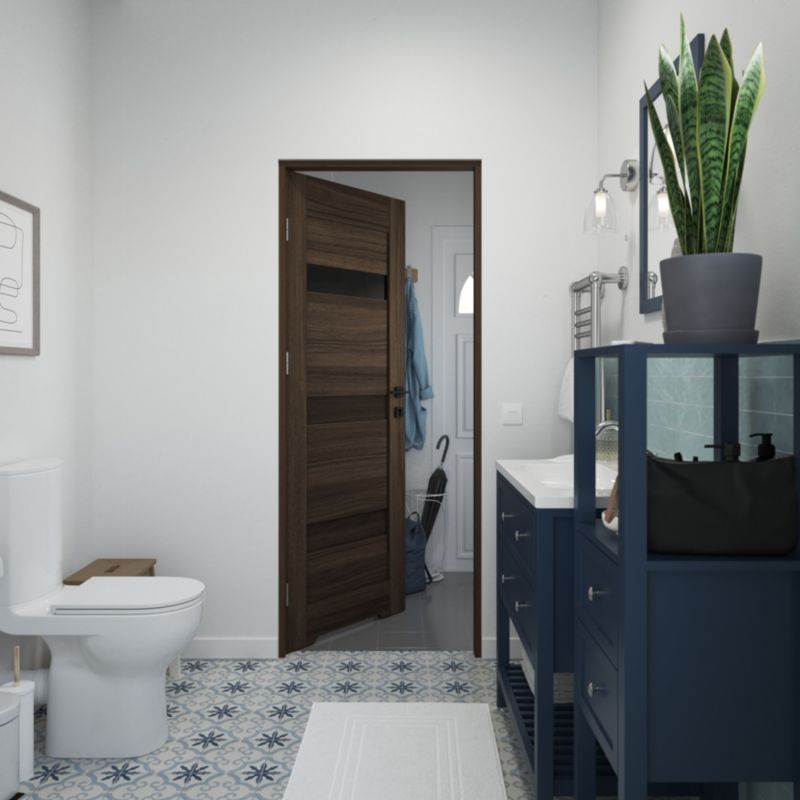 Dør med Underskæring 80x203,5 cm Valnød Højre med Sort Glas | 5063022646101