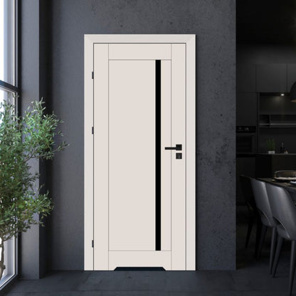 Indvendig dør med bundfræsning Fortia Saba 80x203,5 cm Kashmir Venstre Sort Glas
