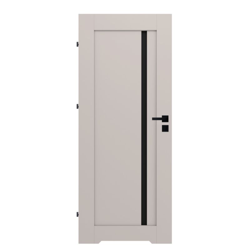 Indvendig dør med bundfræsning Fortia Saba 80x203,5 cm Kashmir Venstre Sort Glas