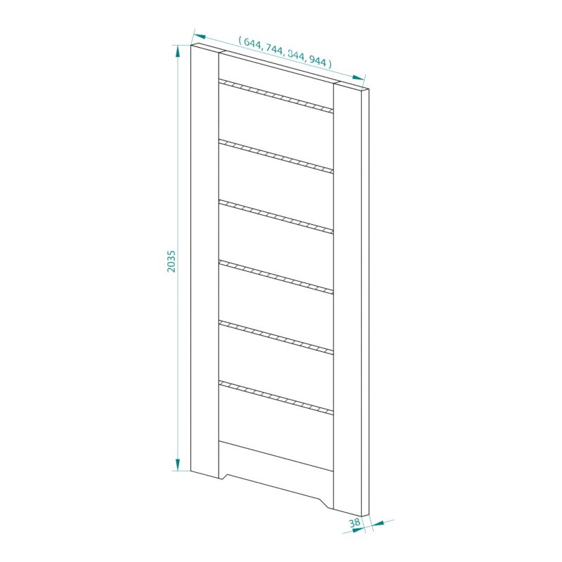 Indvendig dør med ventilationsspalte Toreno 80 cm venstre egetræ boston sort glas