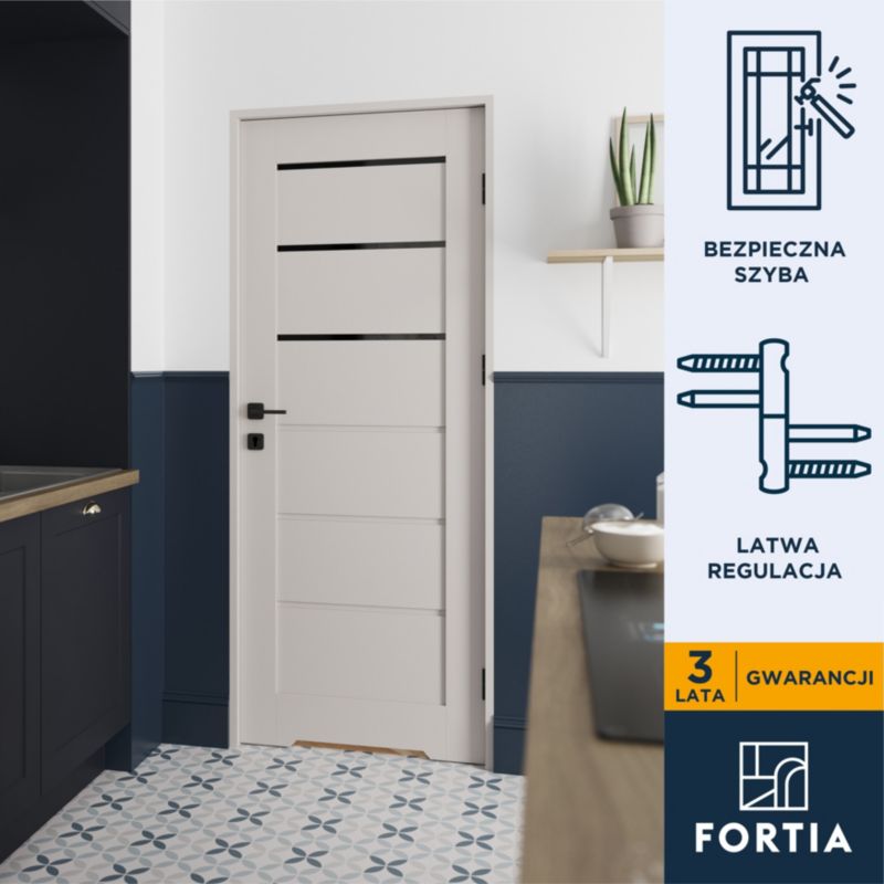 Indvendig Dør Fortia Toreno Kasmir 60 Højre Sort Glas