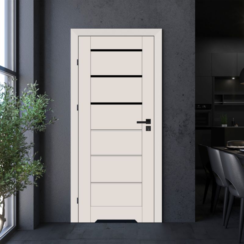 Indvendig dør med luftspalte Toreno 80x203,5 cm Kasmir Venstre Sort Glas