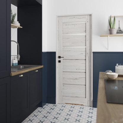 Indskærings dør Fortia Toreno Silver 70 Venstre Slim Hvid Glas