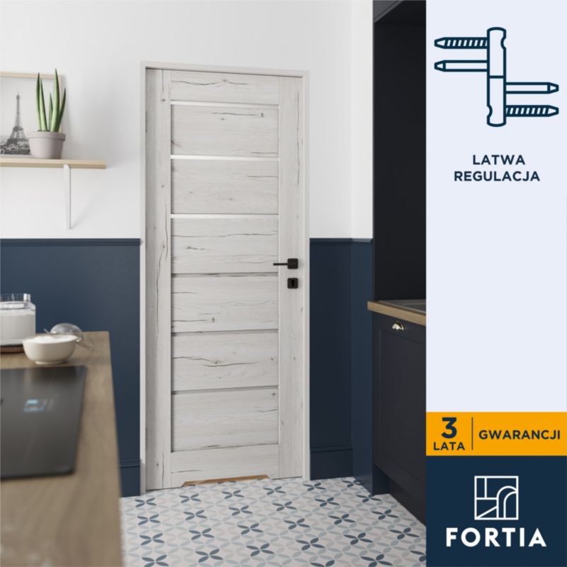 Indvendig dør Fortia Toreno Silver 70 Højre Slim Hvid Glas