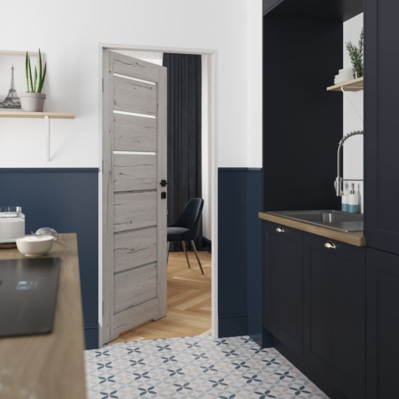 Indvendig dør Fortia Toreno Silver 70 Højre Slim Hvid Glas