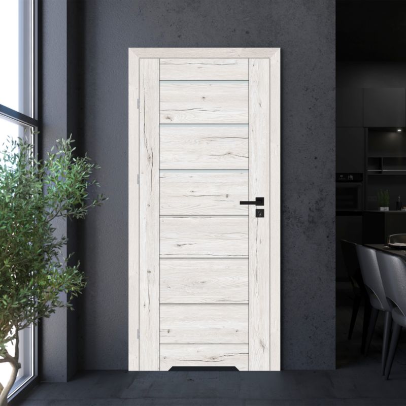 Indskærings dør Fortia Toreno Silver 80 Venstre Slim Hvidt Glas