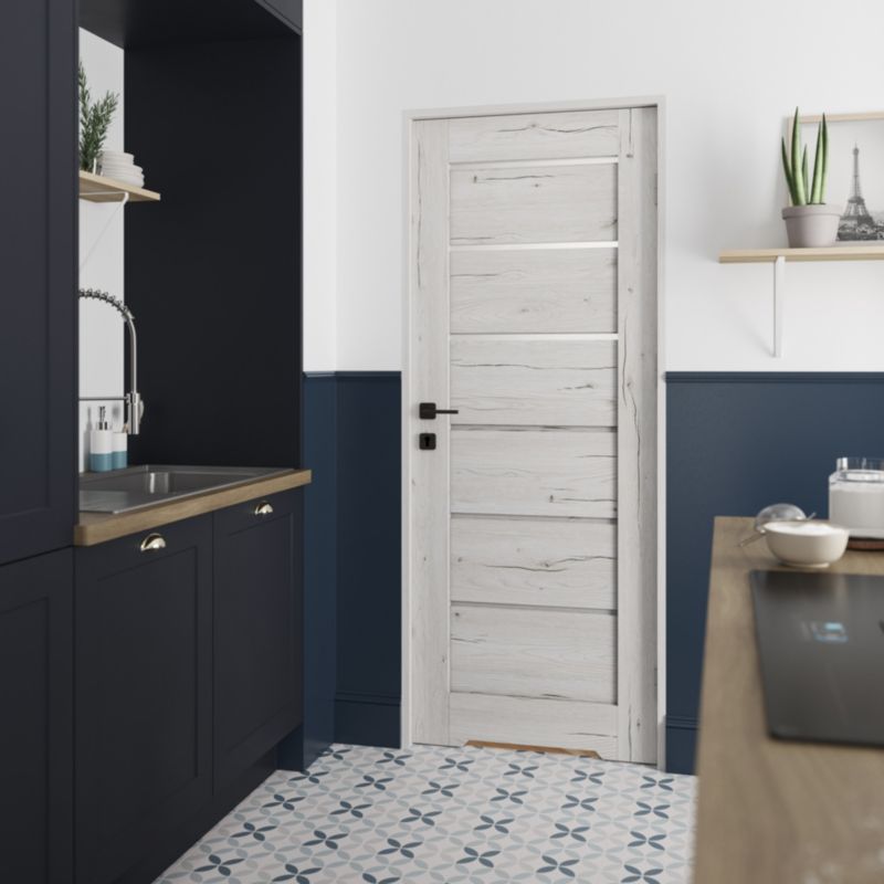 Indskærings dør Fortia Toreno Silver 80 Venstre Slim Hvidt Glas