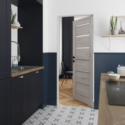 Indskærings dør Fortia Toreno Silver 80 Venstre Slim Hvidt Glas