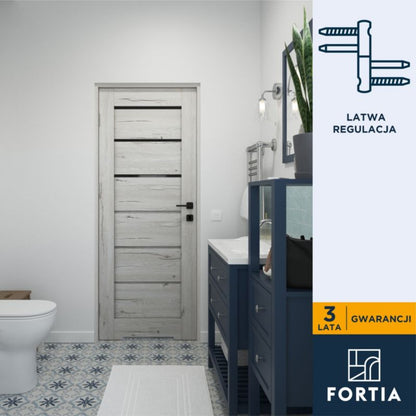 Indskærings dør Fortia Toreno sølv 80 venstre slim sort glas