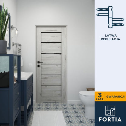 Indvendig dør med ventilationsspalte Fortia Toreno Silver 80 Højre Slim Sort Glas
