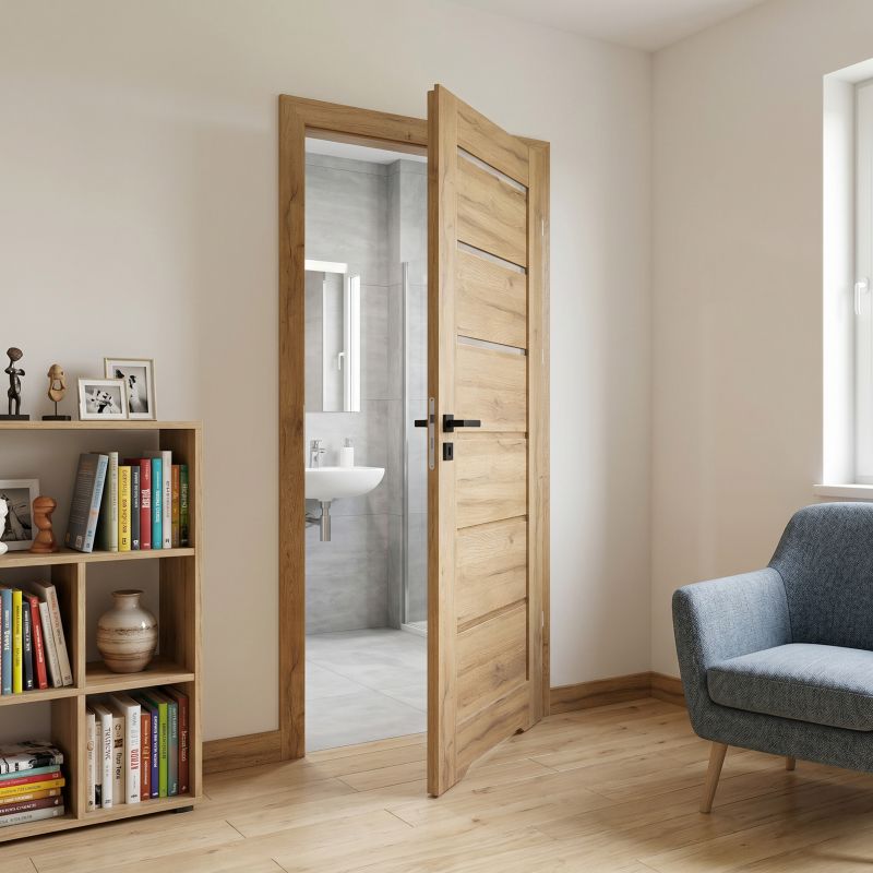 Indvendig dør med ventilationsspalte Toreno 60 cm højre Eg Grandson