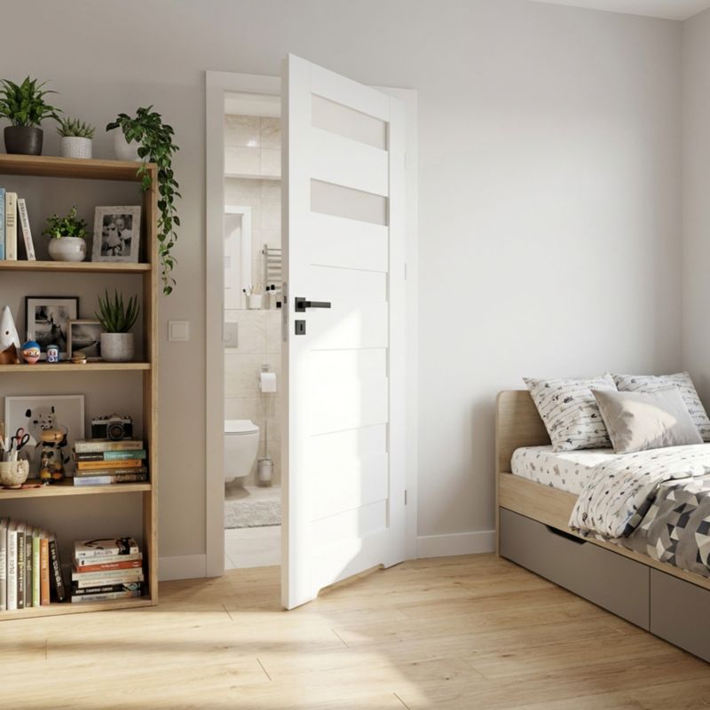 Indvendig dør med ventilationsspalte Trame 70 højre hvid
