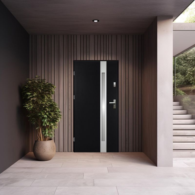 Yderdør O.K. Doors Aurelia inox 90 venstre mat‑sort antracit