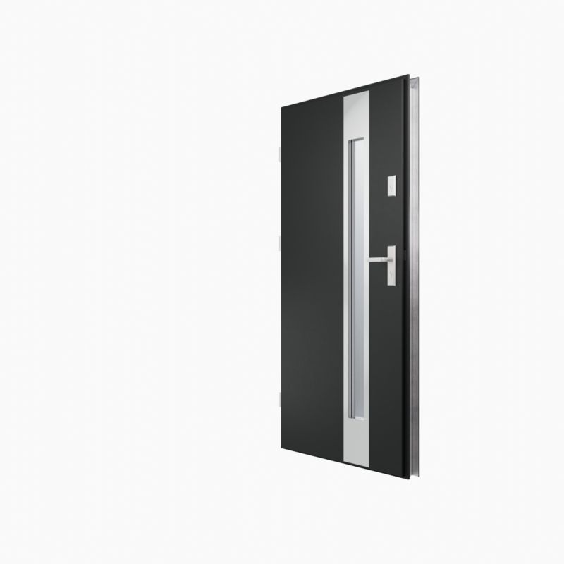 Yderdør O.K. Doors Aurelia inox 90 venstre mat‑sort antracit